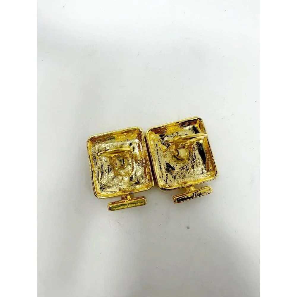 Chanel Coco Logo Vintage Perfume Parfum Bottle Large Gold Metal Clip On Earrings